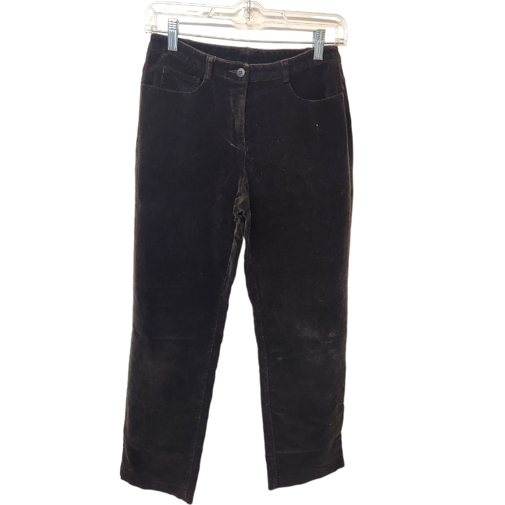 New Frontier micro corduroy pants in chocolate brown 5 pocket style with stretch